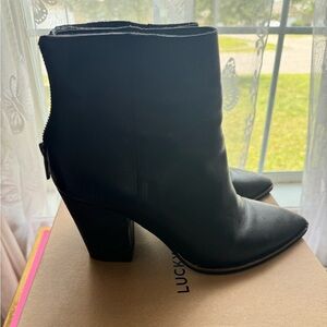 Lucky Brand Black Heeled Boots Sleek Design